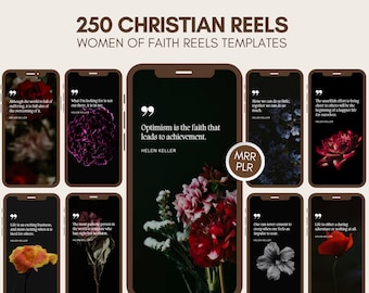 250 Reels cristianos, Reels de Instagram, Citas bíblicas, Inspiración para mujeres, Plantilla para redes sociales, Derechos de reventa maestra, MRR PLR