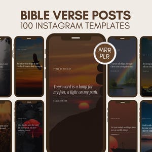 100 Bible Verse Instagram Post Template, Instagram Post, Christian PLR, Digital Marketing, Master Resell Rights, MRR Canva Editable