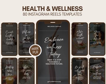 80 Health and Wellness Reels, Health and Well-Being Videos, Faceless Marketing, Instagram Reels, Meditation, Social Media Templates, PLR MRR