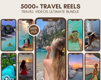 Más de 5000 reels de viajes, reels sin rostro, reels de Instagram, videos de viajes, videos sin rostro, derechos de reventa maestra, MRR PLR, reels DFY
