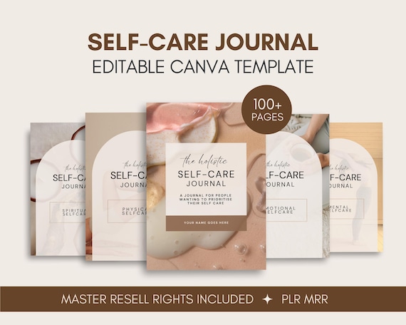 Self Care Journal Canva Template: Ebook Template, Wellness & Mindfulness (Digital Download, PLR MRR)