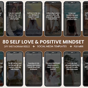 80 citazioni positive, citazioni sull'amor proprio, rulli di Instagram, modelli di Instagram Canva, citazioni motivazionali, citazioni ispiratrici, PLR MRR