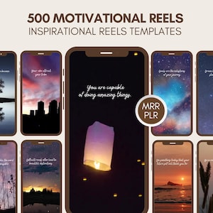 500 Motivational Reels, Inspirational Quotes, Instagram Reels, Faceless Reels, Faceless Marketing, Master Resell Rights, MRR PLR, DFY