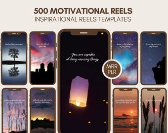 500 Motivational Reels, Inspirational Quotes, Instagram Reels, Faceless Reels, Faceless Marketing, Master Resell Rights, MRR PLR, DFY