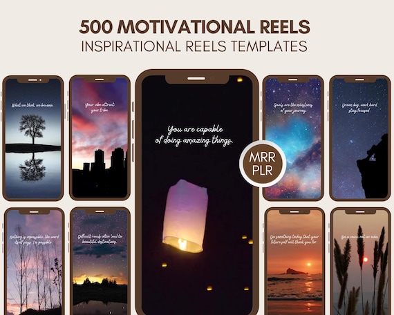 500 Motivational Reels, Inspirational Quotes, Instagram Reels, Faceless Reels, Faceless Marketing, Master Resell Rights, MRR PLR, DFY