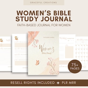 Womens Journal, Bible Study Guide, Prayer Journal, Bible Study Template, Devotional, Master Resell Rights,  PLR Products