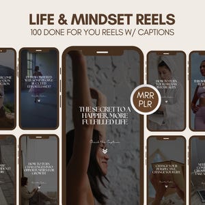 100 Instagram Reels Vorlagen, Life & Mindset, Faceless Reels, Social Media Vorlagen, Done for You Reels, Master Resell Rechte MRR PLR