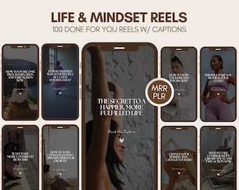 100 plantillas de Instagram Reels, Vida y mentalidad, Reels sin rostro, Plantillas para redes sociales, Reels listos para usar, Derechos de reventa MRR PLR