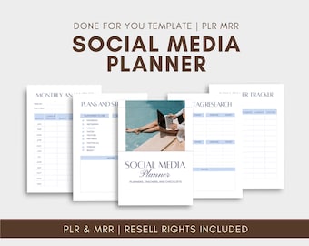Social Media Planner, Content Planner, Social Media Calendar, Editable Canva Template, Master Resell Rights, PLR MRR