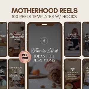 100 reel sulla maternità, reel di marketing digitale, modelli di reel di Instagram, reel per mamme, video senza volto, modelli di reel DFY, PLR MRR