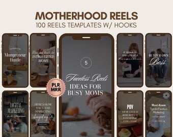 100 reel sulla maternità, reel di marketing digitale, modelli di reel di Instagram, reel per mamme, video senza volto, modelli di reel DFY, PLR MRR