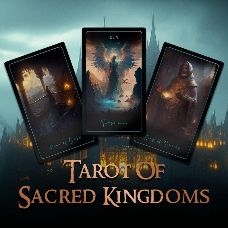 Tarot of Sacred Kingdoms Original Edition - 78-Cards Tarot Deck with Guidebook with Upright Meanings – Oracle Cards Style image 1