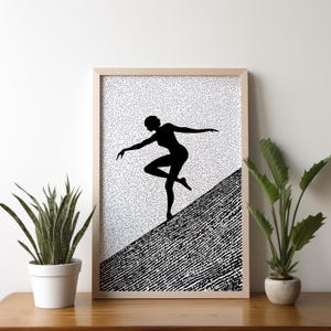 Modern Abstract Wall Art | Minimalist Silhouette Dancer Print | Black and White Line Art | Contemporary Decor | Bold Wall Art | Ballerina