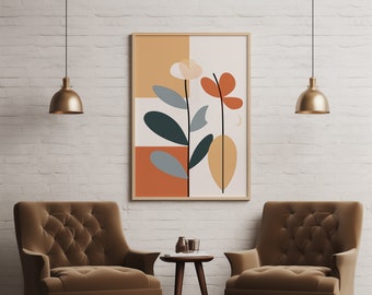 Boho Botanical Print: Abstract Floral Wall Art (Digital Download)