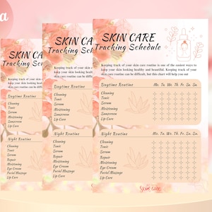 Pinkfarbener Hautpflege-Routine-Tracker Printable Editable