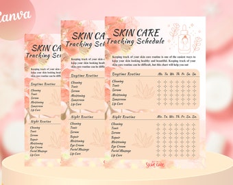 Pink Skincare Routine Tracker Printable  Editable