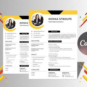 CV Template | Resume Template with Photo | Word Resume | Resume Template with Picture | Modern Resume | Minimalist Resume | Professional Cv