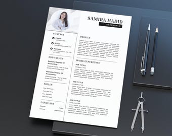 Modern Resume Template - Editable Canva & Word, Cover Letter Included (Digital Download)