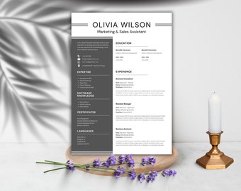 Minimalist Resume Template: Editable Canva & Word CV Design