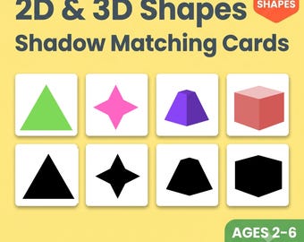 Shape Shadow Matching Cards / Montessori Shapes Activity / Toddler Matching Game / Preschool Learning Shapes / Homeschool Printable