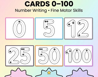 Number Tracing Cards 0-100 Printable |Number Formation Practice|Preschool Math Worksheets| Kindergarten Number Writing | Fine Motor Activity