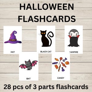 Halloween / Flash Cards Nomenclature / 3 part cards / Homeschool Activities / Printable ESL / Printable Flashcards for Learning
