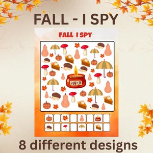 Fall I Spy Game / Spy Printable Activities / Fall Autumn Preschool Worksheets / Kindergarten Pre-K Quiet Time Activity For Kids /