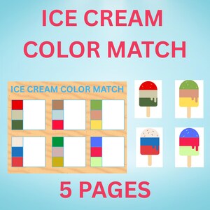 Ice Cream Color Matching Printable Activity / Colors Learning Material / Toddler, Preschool Match Activities / Homeschool Resource