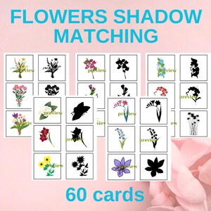 Printable Flower Shadow Matching Cards / Montessori Preschool Activity / Printable Homeschool Activity / Fun Flower Matching