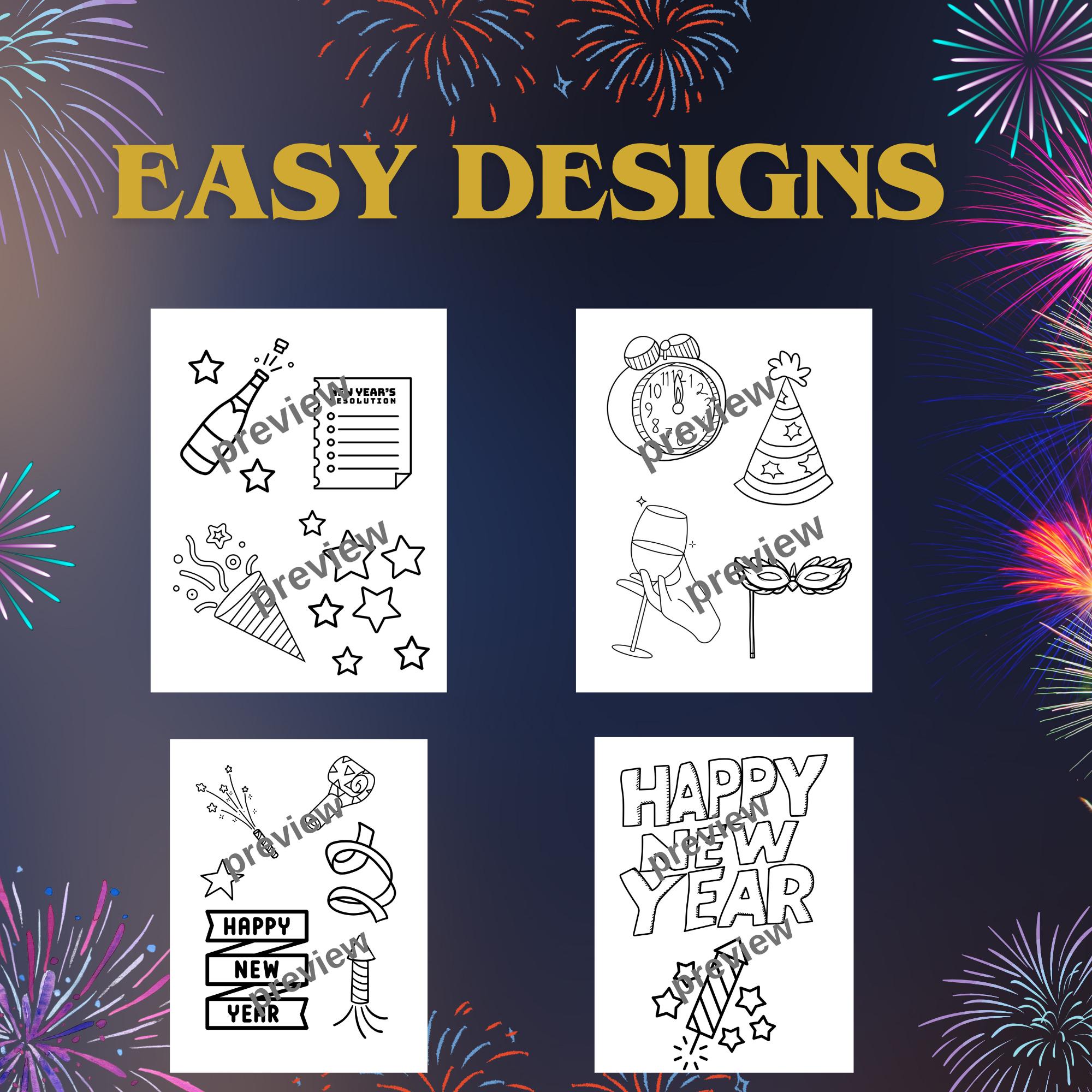 Printable New Year 2025 Coloring Pages; Digital File; Instant Download ...