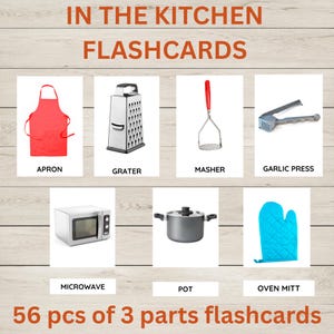 In the kitchen  real pictures / Flash Cards Nomenclature /  Printable Cards Montessori  / Learning Activities / Preschool Learning Materials