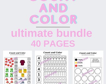 Preschool Counting Worksheets Printable – Count and Color Numbers 1–10 Activity – Kindergarten Math PDF – Homeschool Preschool