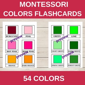 Montessori Flashcards / 54 Color Flashcards / Preschool Color Flashcards / Educational Printable / Homeschool Materials