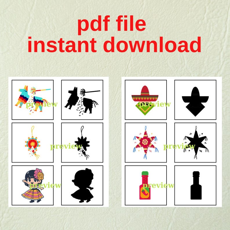 Cinco De Mayo Shadow Matching / Preschool Learning Activity ...