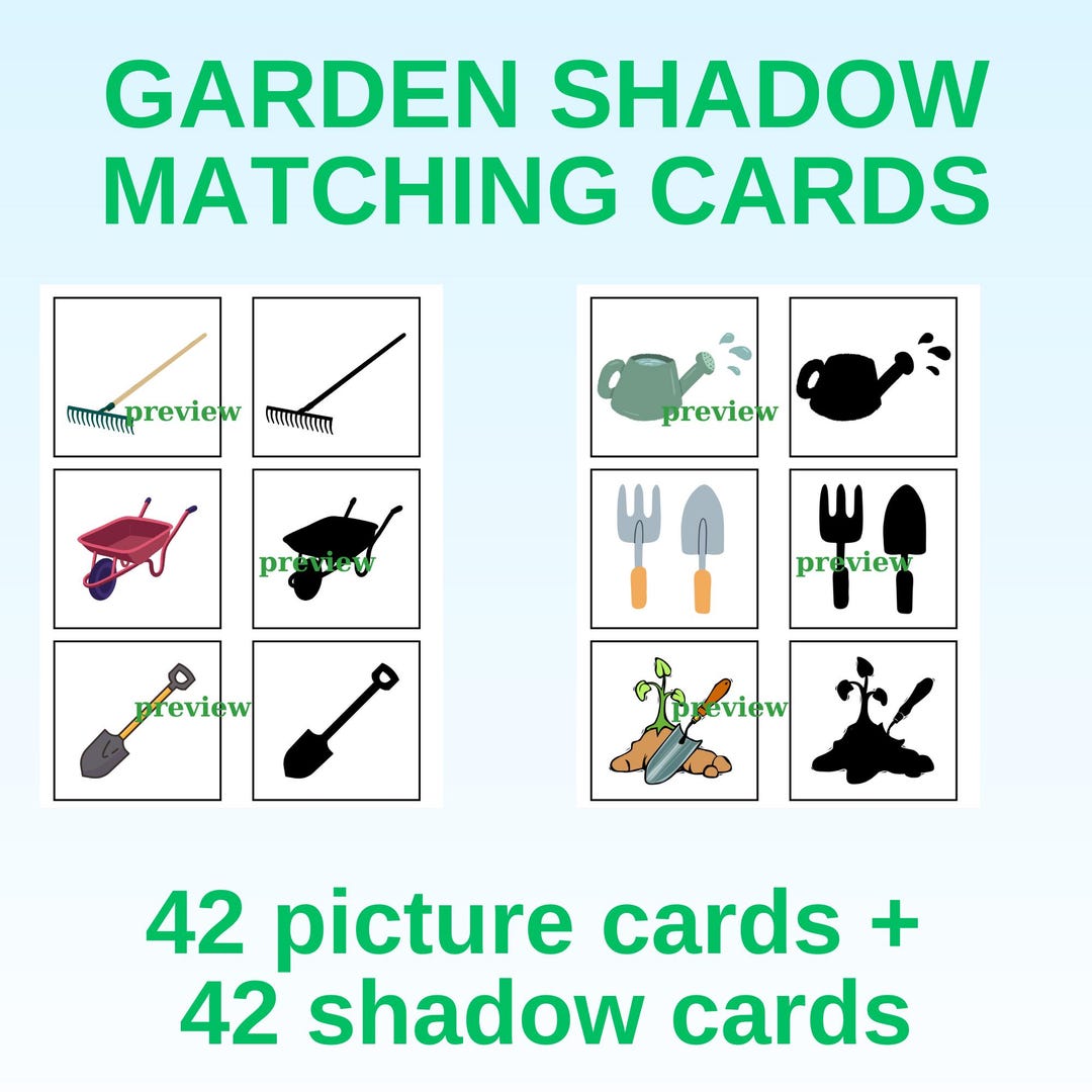 Gardening Shadow Matching Cards / Printable Toddler Activity ...