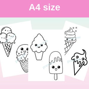 Kawaii Ice Cream Coloring Pages: Fun Printables for Kids & Adults (PDF ...