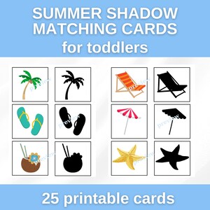 Summer Shadow Matching Cards / Montessori Printable / Preschool Toddler Activity / Preschool Activity & Toddler Learning