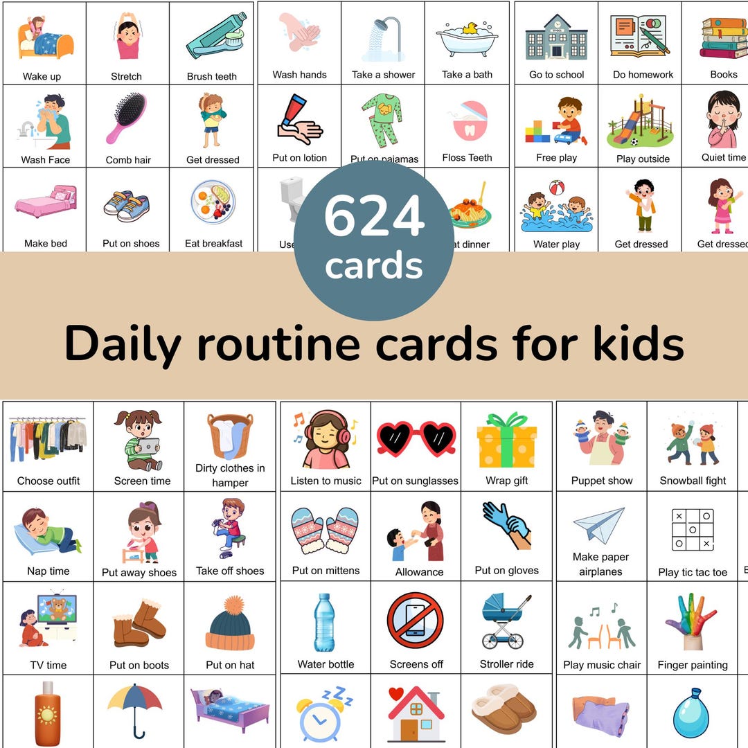 Daily Routine Cards for Kids / Visual Schedule Printable Toddler ...