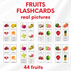 Fruits / Montessori Fruits Flashcards / Montessori Printable Nomenclature Cards / Preschool & Homeschool Printable / Educational Flashcards