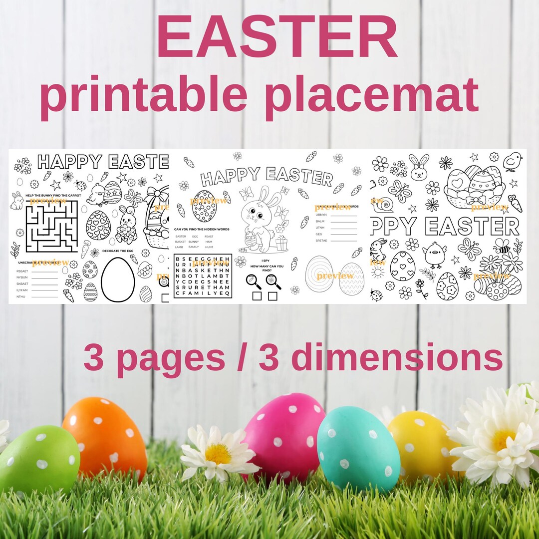 Kids Easter Activity Placemats: Printable Games (digital Download) - Etsy