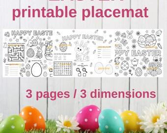Easter Activity Placemat Printable for Kids / Easter Table Activity / Easter Games Placemat / Easter Coloring Placemat