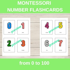 Numbers 0-100 Flashcards | Montessori Number Cards | Preschool Learning | Counting & Number Recognition Printable | Homeschool Math Activity