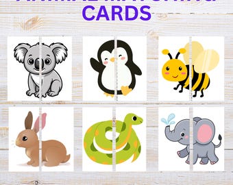 Dieren matching game afdrukbaar, memory spel voor peuters, bijpassende kaarten Montessori, voorschoolse leeractiviteit, homeschool game