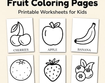 Obst Malvorlagen für Kinder Printable PDF | Arbeitsblätter zum Ausmalen für Vorschul- und Kleinkinder | Kindergarten Obst Aktivitätspaket | 38 Seiten