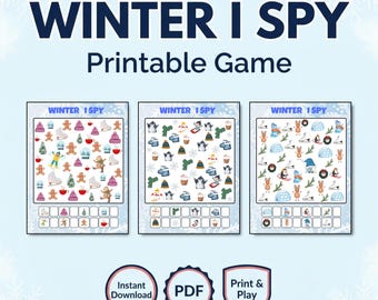 Winter I Spy Printable, Winter Activity for Kids, Winter Party Game, Preschool Printable, Homeschool Activity, Kindergarten Worksheet
