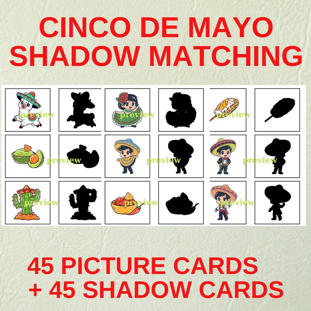 Cinco De Mayo Shadow Matching / Preschool Learning Activity ...