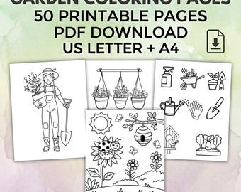 Garden Coloring Pages | Cute Gardening Coloring Book | Nature Coloring | Preschool Activity | Homeschool Printable | Garden Coloring