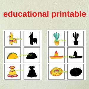 Cinco De Mayo Shadow Matching / Preschool Learning Activity ...