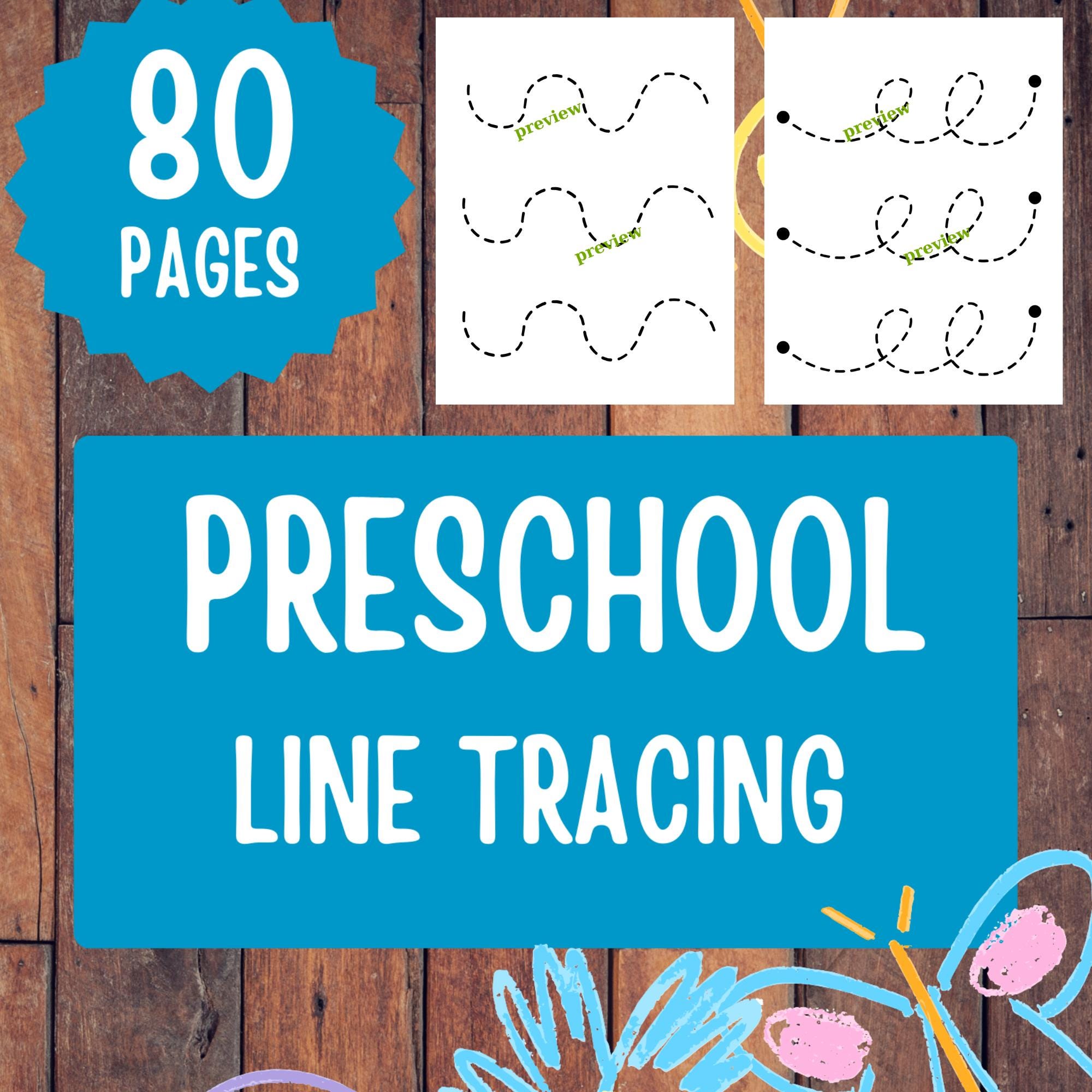 80 Preschool Line Tracing Worksheets Bundle Printable PDF Pre-writing ...