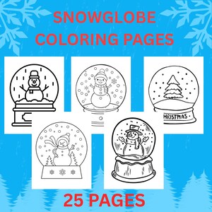 Snow Globe Coloring / Adult Coloring Page / Christmas Coloring Page / Cute Pages for Toddlers Kids, and Adults / Holiday Designs/ Family Fun